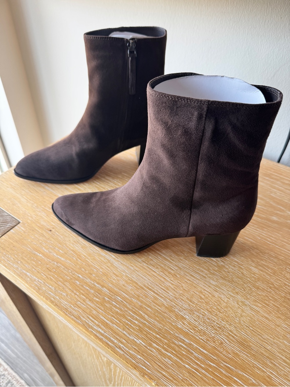 NIB! QUINCE Women’s Italian Leather Heeled Ankle Boot Coffee Bean Suede Size 10 - Picture 9 of 15